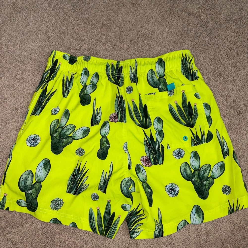 George Neon Green Cactus Print Swim Trunks